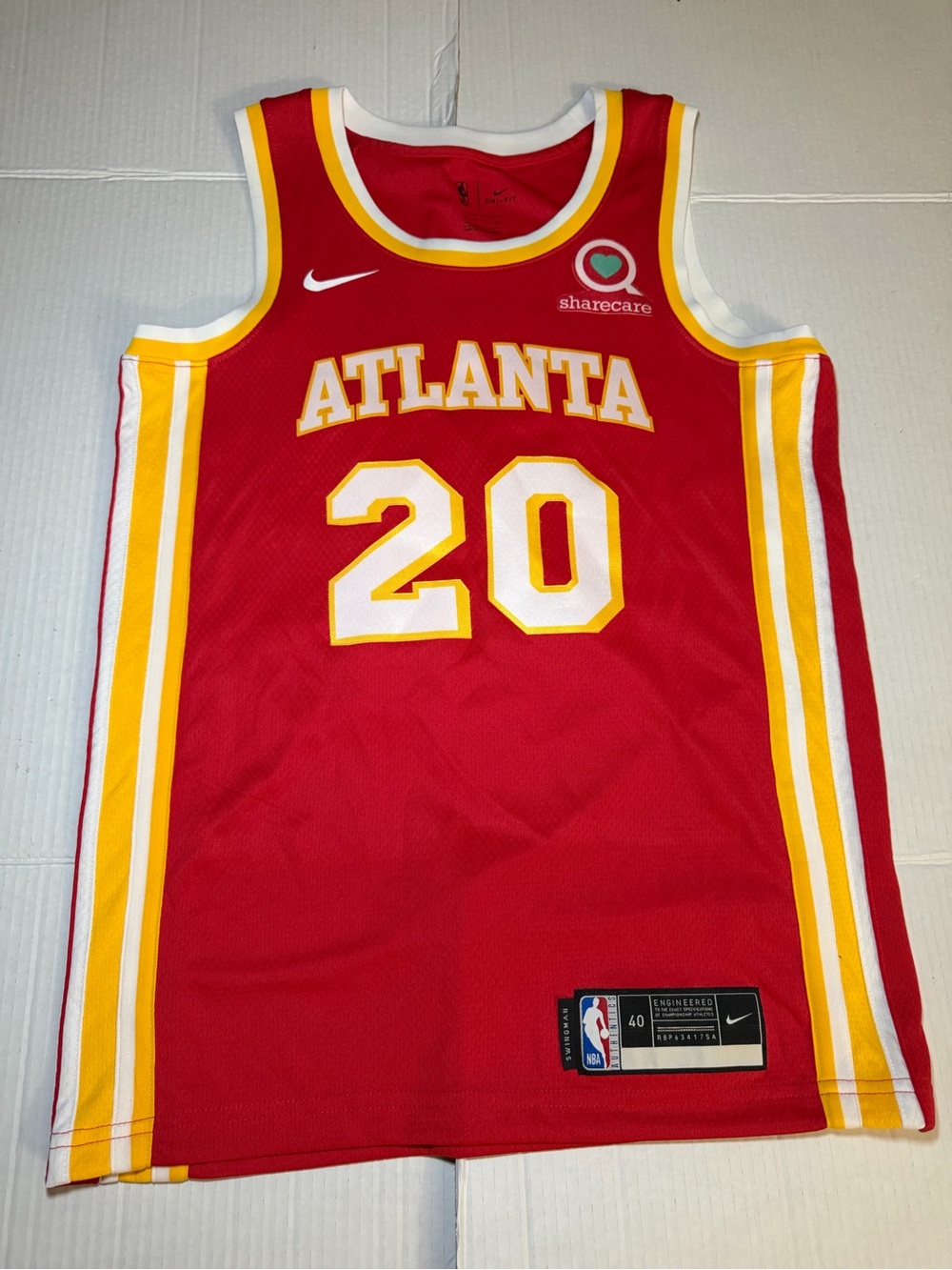 Nike NBA Reddish Atlanta Hawks Jersey #22 Swingman 40 S Dri-Fit Red/Yellow/White